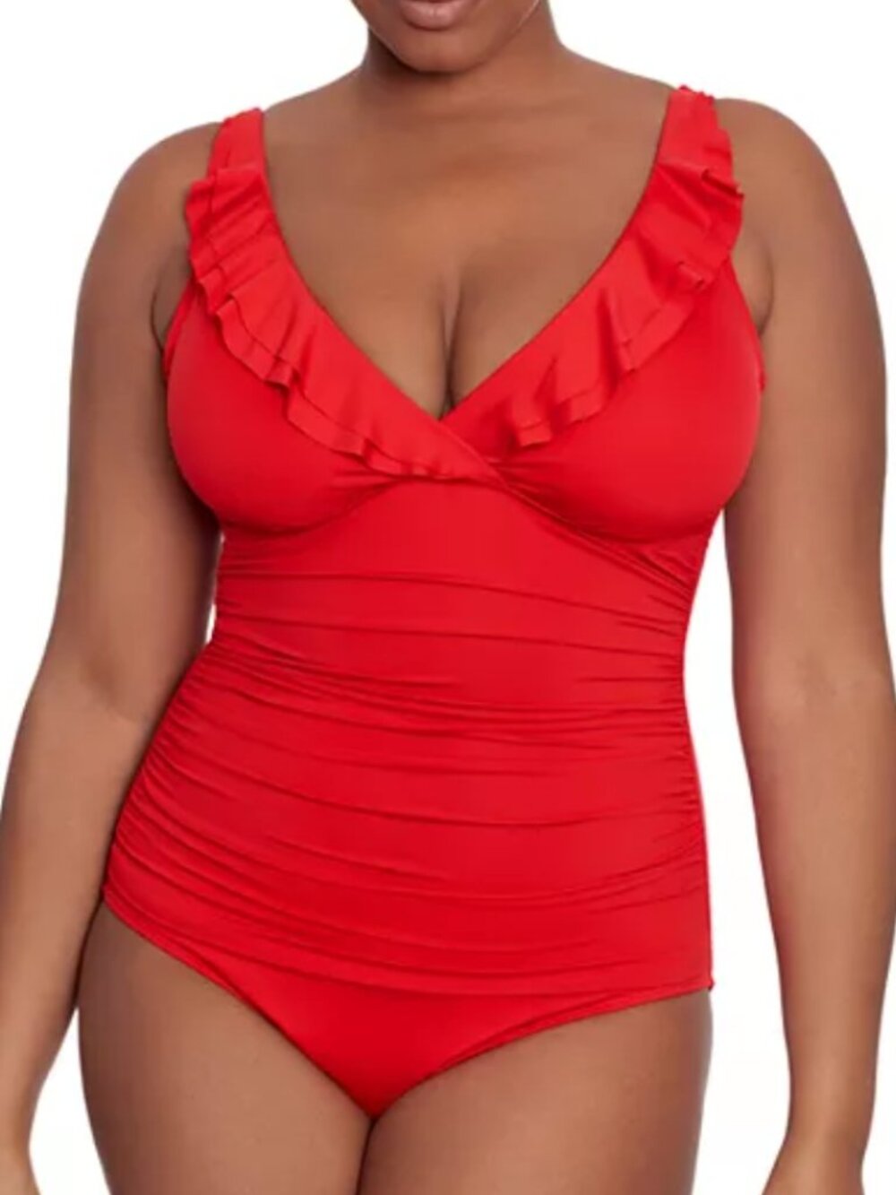 Lauren Ralph Lauren Women's Size 16 Red Beach Club Ruffled One Piece Swimsuit